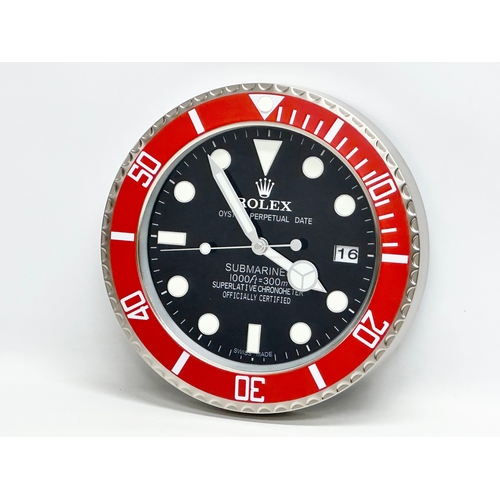 990 - A Rolex Oyster Perpetual Date Submariner advertising clock. 34cm