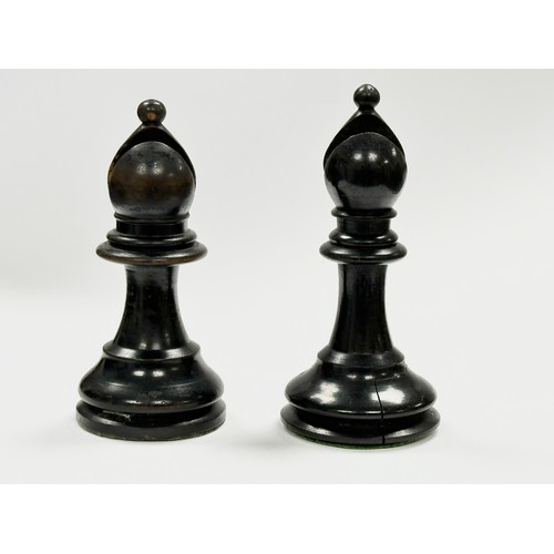 1 - Late 19th Century Staunton weighted chess pieces. 32 in total. Red Crown Mark. King measures 9cm. Qu... 