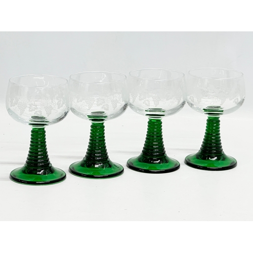 517 - 11 French beehive stemmed rummer glasses.