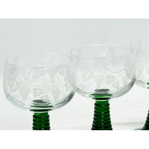 517 - 11 French beehive stemmed rummer glasses.