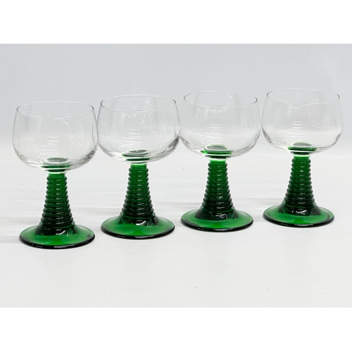 517 - 11 French beehive stemmed rummer glasses.