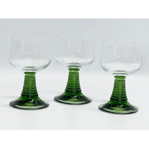 517 - 11 French beehive stemmed rummer glasses.