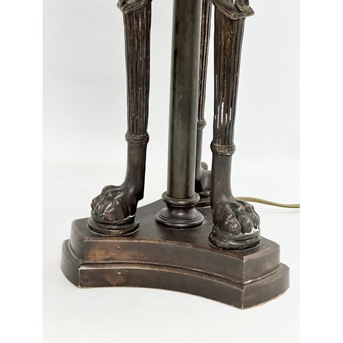 506 - A large bronzed brass table lamp. 80cm