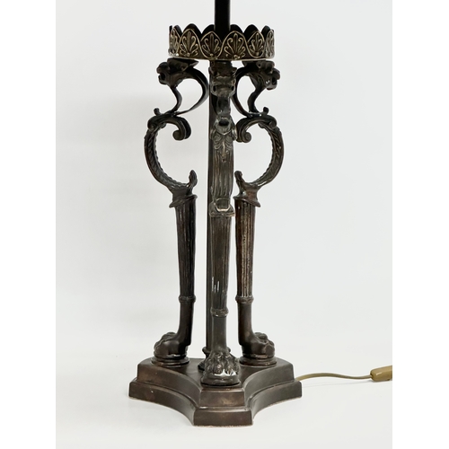 506 - A large bronzed brass table lamp. 80cm