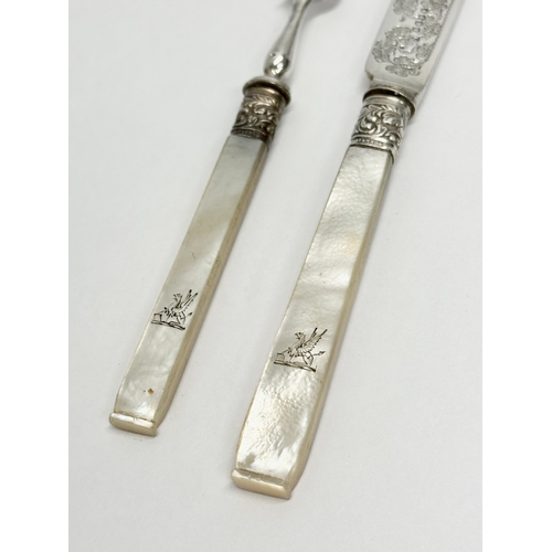 552 - A set of 12 Early 20th Century silver plated cutlery with mother of pearl handles.