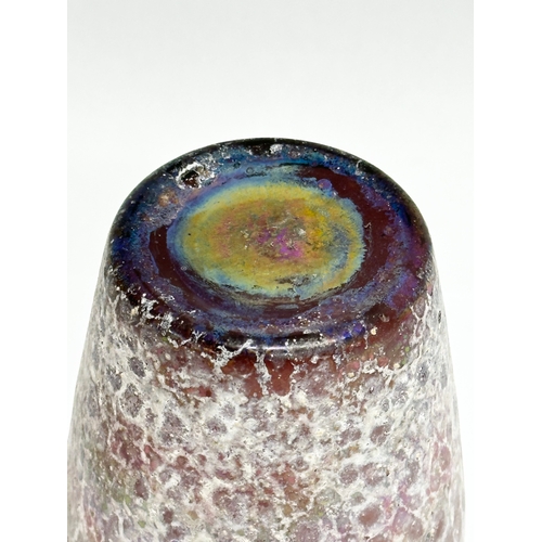 435 - A Early/Mid 20th Century Bohemian textured iridescent glass vase. 14.5cm