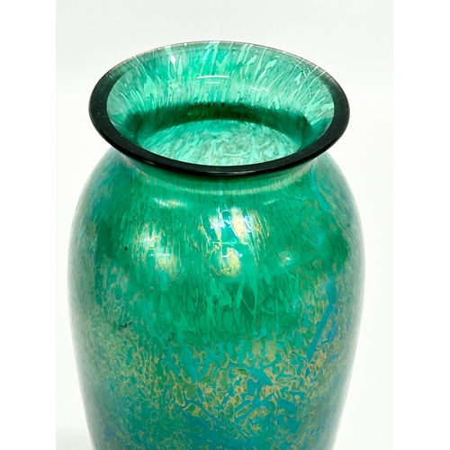 392 - Royal Brierley. A Late 20th Century iridescent art glass vase by Royal Briery. 20cm