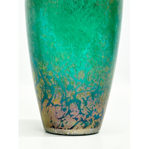 392 - Royal Brierley. A Late 20th Century iridescent art glass vase by Royal Briery. 20cm