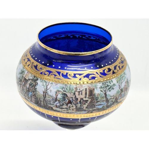 450 - A Mid 20th Century Venetian Murano gilt and cobalt blue jar. 16x23cm