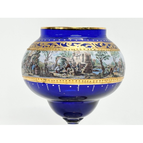 450 - A Mid 20th Century Venetian Murano gilt and cobalt blue jar. 16x23cm