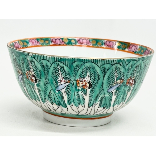 376 - A Chinese Late Qing Dynasty butterfly and bok choi finger bowl. 4 character mark. 11.5x6cm