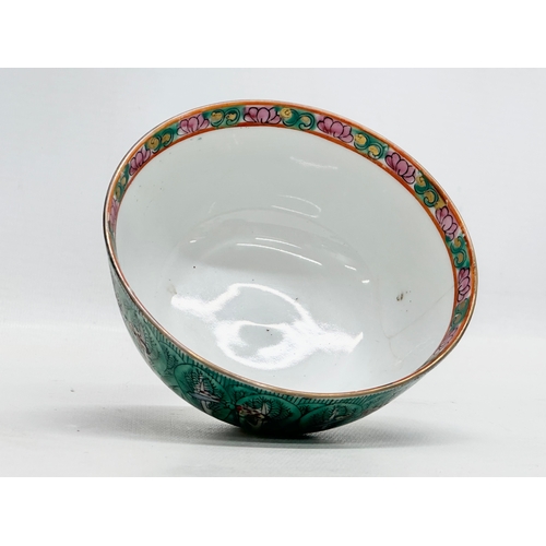 376 - A Chinese Late Qing Dynasty butterfly and bok choi finger bowl. 4 character mark. 11.5x6cm