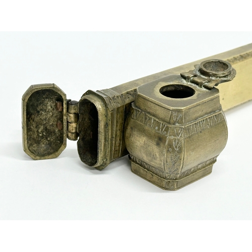 378 - A Late 19th Century Turkish Ottoman brass pen and ink case. 22.5cm