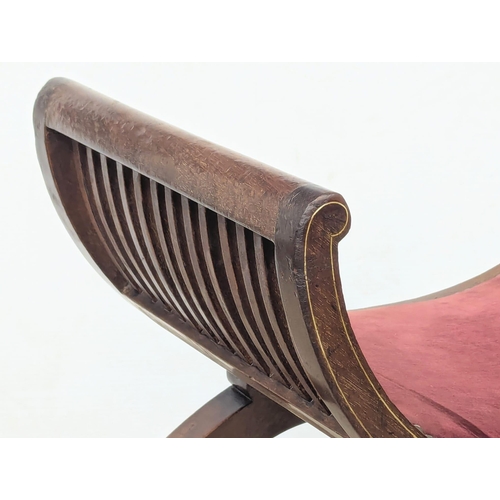 853 - A Late 19th Century inlaid mahogany X-framed stool. Circa 1890