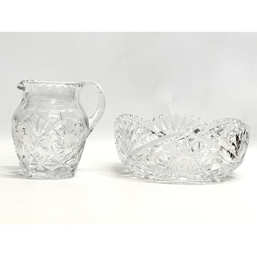 926 - An Early 20th Century American Brilliant Cut crystal fruit bowl 20x8cm. Together with a Bohemian jug... 