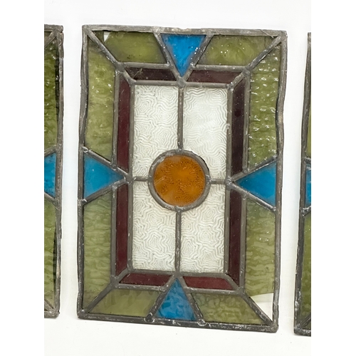 573 - A set of 4 Late 19th Century stained glass panels. 17x24.5cm