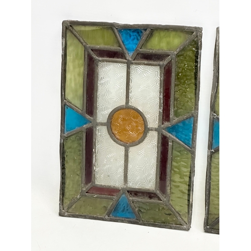 573 - A set of 4 Late 19th Century stained glass panels. 17x24.5cm