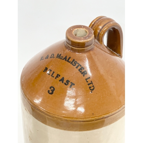 908 - 3 Early 20th Century flagons. R & D McAlister LTD, Belfast. George Skey. 47cm. 33cm. 29cm