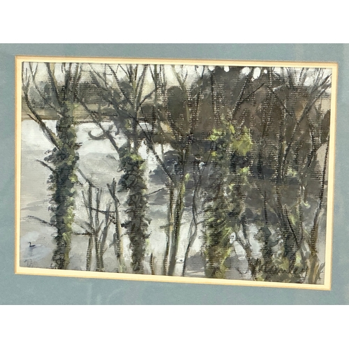 389 - Jim Manley. A pastel. Signed. Black Causeway, December Morning. Frame 37x31cm