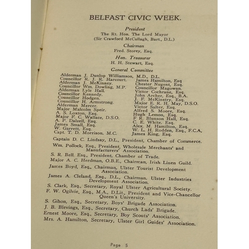 763 - City of Belfast Jubilee Year 1888-1938. Souvenir Programme Civic Week 1938. With photos.