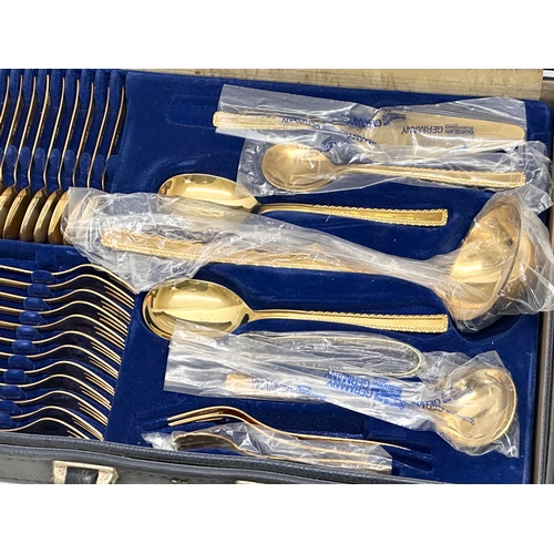 427 - A SBS 24k gold plated canteen of cutlery.