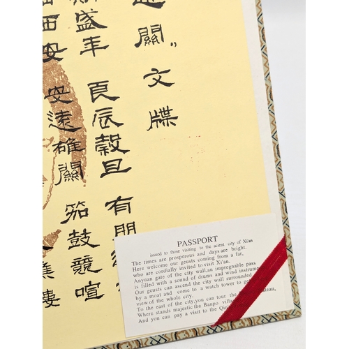 784 - A Chinese folder with a passport to visit the Chinese city of Xi An. Home of the famous Terracotta A... 