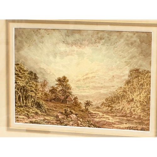 466 - A. Coleman. Late 19th Century watercolour drawing. Dated 1886. 34x24cm. Frame 53x42.5cm