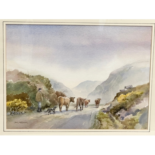 485 - James McConnell. Watercolour. The Road Home. 37x27cm. Frame 61x51cm