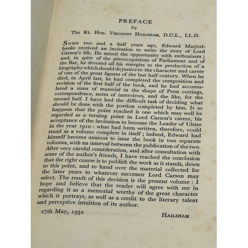 787 - 1st Edition. The Life of Lord Carson. By Edward Majoribanks. 1932. Volume I. Volume II never publish... 