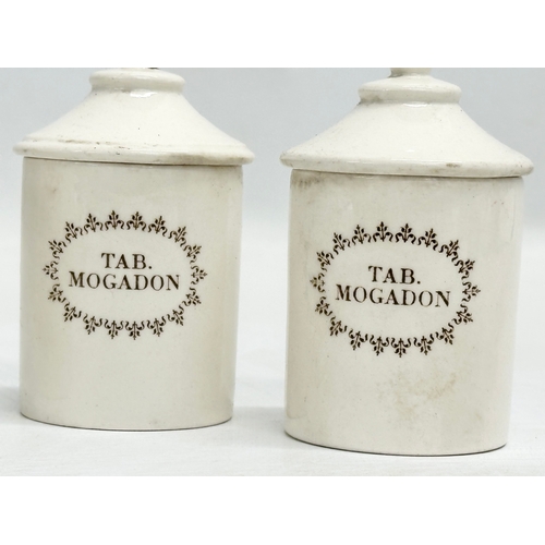 490 - A set of 3 Late 19th/Early 20th Century Copeland Spode pottery Tab Mogadon pill jars. 9cm