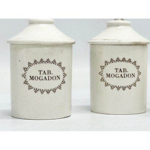 490 - A set of 3 Late 19th/Early 20th Century Copeland Spode pottery Tab Mogadon pill jars. 9cm