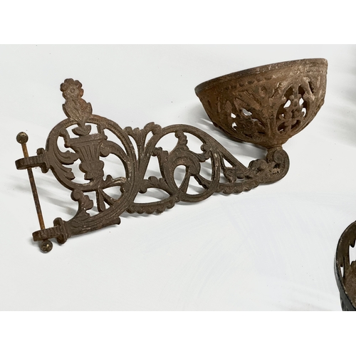 741 - Three Late 19th Century Victorian wall bracket oil lamp holders. In the aesthetic movement.