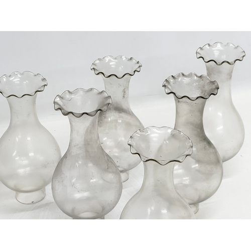 742 - A set of 6 Early 20th Century glass oil lamp shades. 23cm