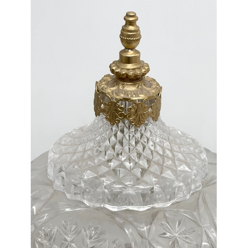 835 - A Mid 20th Century cut glass and gilt brass mushroom lamp. 55cm