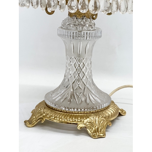 835 - A Mid 20th Century cut glass and gilt brass mushroom lamp. 55cm