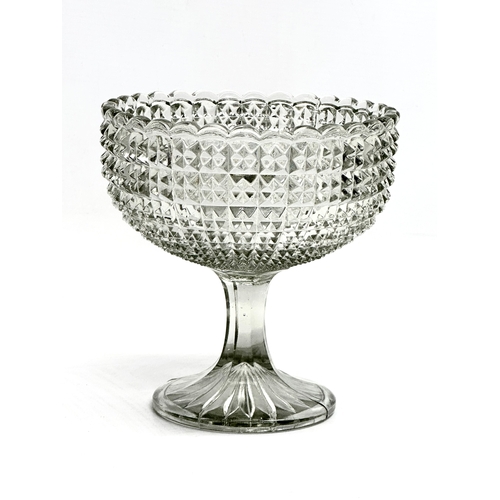 497 - Late 19th Century pressed glass. A pair of bowls 18.5x18.5x4cm. A comport bowl 14x14cm