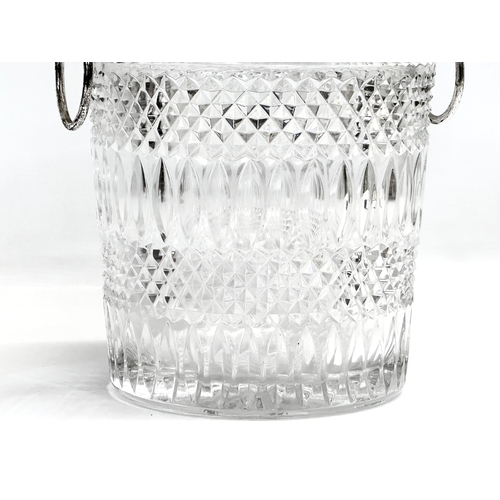 918 - A 20th Century silver mounted glass ice bucket. 25x19x21cm