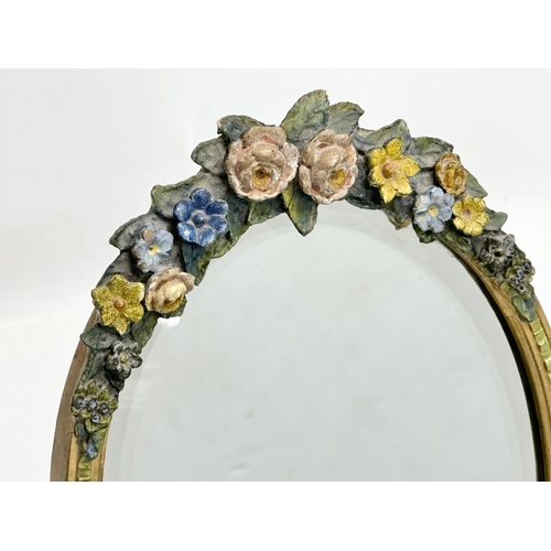 909 - A 1940’s barbola dressing mirror. 22x30cm