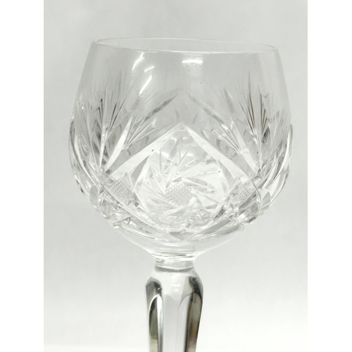 408A - A set of 12 Bohemian crystal hock glasses/wine glasses. 19cm