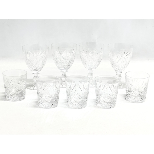 946 - Bohemian crystal drinking glasses. 5 whiskey tumblers 7x7.5cm. 8x13cm