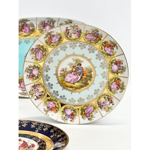 947 - A collection of Royal Vienna porcelain cabinet plates and trays. 35x25cm. 26cm. 24.5cm