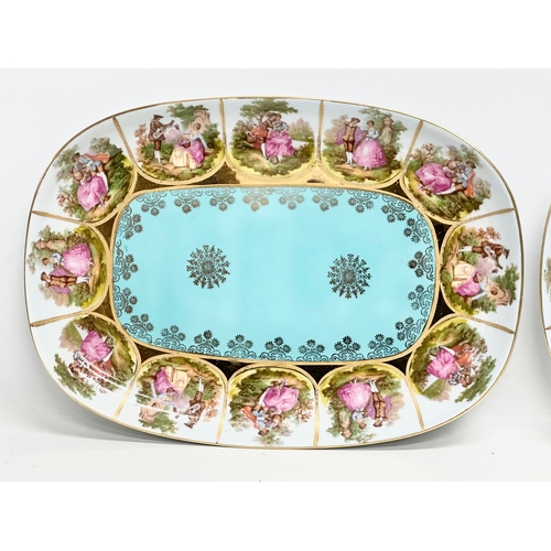 947 - A collection of Royal Vienna porcelain cabinet plates and trays. 35x25cm. 26cm. 24.5cm