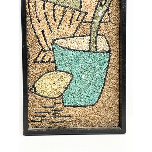 711 - A 1950’s Mid Century framed pebble artwork. 21x62cm