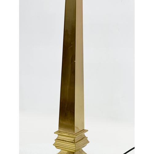 710 - A large good quality polished brass table lamp. 80cm