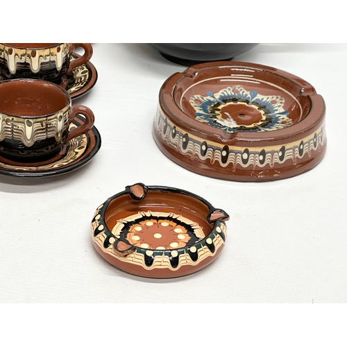 713 - A Mid 20th Century Bulgarian pottery glazed clay “Troyan” tea service. 29 piece.