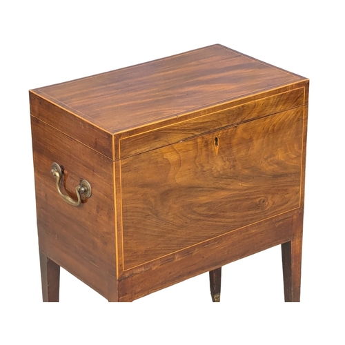 385 - An Early 19th Century George III inlaid mahogany cellarette on square tapering legs. Circa 1800-1820... 