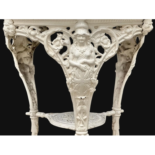 822 - A Late Victorian cast iron garden table. 65x77cm