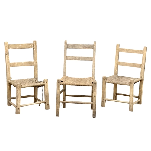 967 - A set of three 19th Century Irish famine chairs. (10)