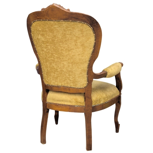 880 - A pair of french style deep button back open armchairs. 68x107cm