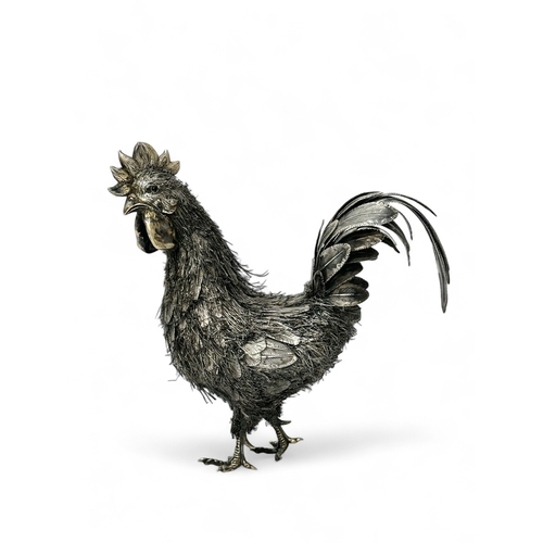 Attributed to Mario Buccellati. An Italian silver rooster. Stamped. 303 grams.  18x17cm.